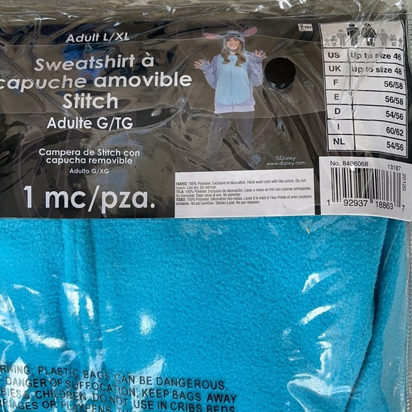 Stitch Hoodie Adult Costume! New! - Picture 5 of 8